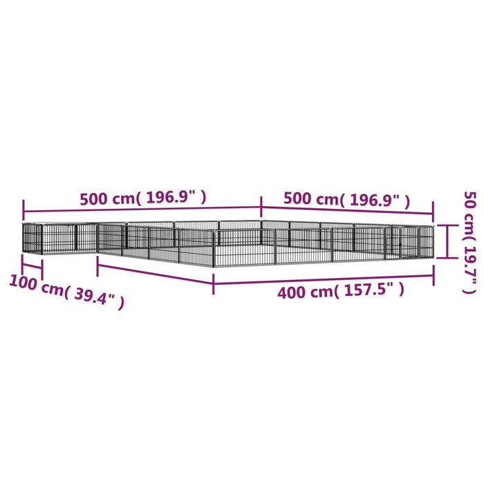 Țarc câini 20 panouri negru 100x50 cm oțel vopsit electrostatic - WALTI WALTI