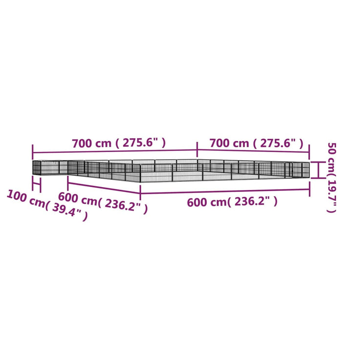 Țarc câini 28 panouri negru 100x50 cm oțel vopsit electrostatic - WALTI WALTI