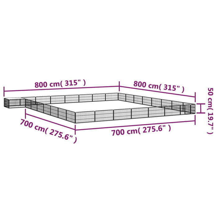 Țarc câini 32 panouri negru 100x50 cm oțel vopsit electrostatic - WALTI WALTI