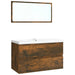 Set de mobilier de baie, stejar fumuriu, lemn prelucrat - WALTI WALTI