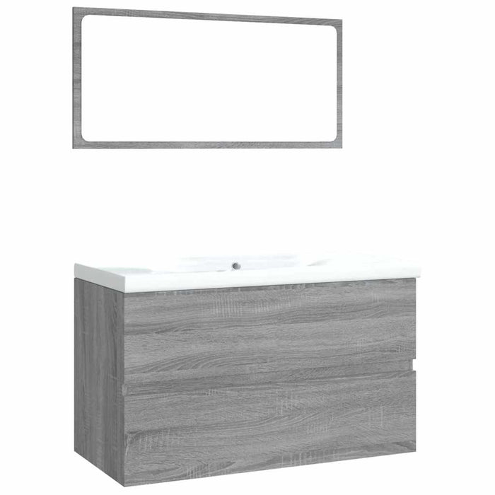 Set de mobilier de baie, gri sonoma, lemn prelucrat - WALTI WALTI