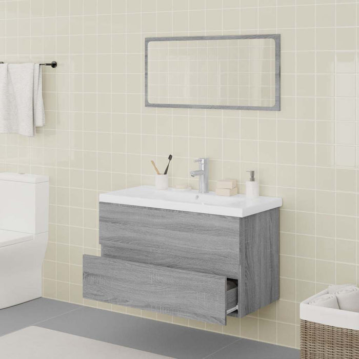 Set de mobilier de baie, gri sonoma, lemn prelucrat - WALTI WALTI