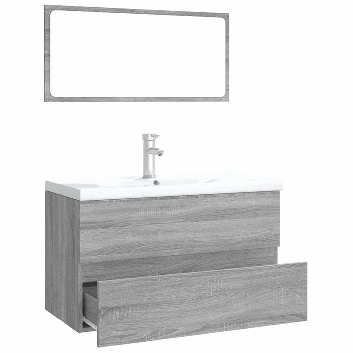 Set de mobilier de baie, gri sonoma, lemn prelucrat - WALTI WALTI