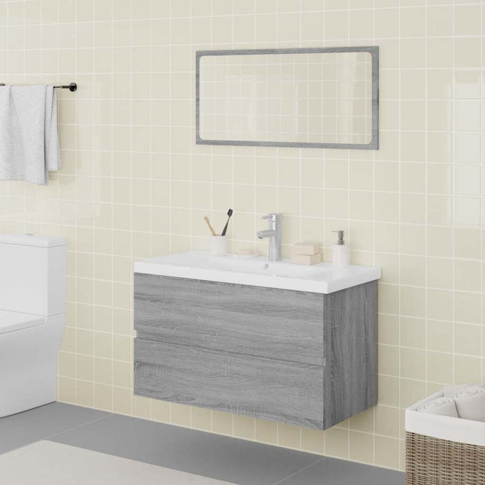 Set de mobilier de baie, gri sonoma, lemn prelucrat - WALTI WALTI