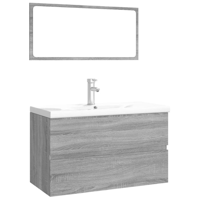 Set de mobilier de baie, gri sonoma, lemn prelucrat - WALTI WALTI