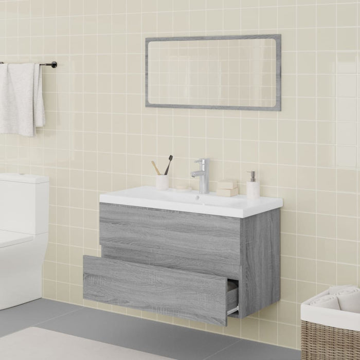 Set de mobilier de baie, gri sonoma, lemn prelucrat - WALTI WALTI