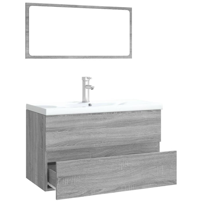Set de mobilier de baie, gri sonoma, lemn prelucrat - WALTI WALTI