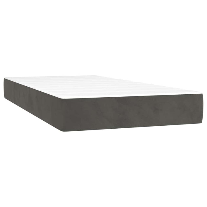 Saltea pat arcuri, fermitate medie, gri închis 100x190x20 cm catifea dublă XL WALTI