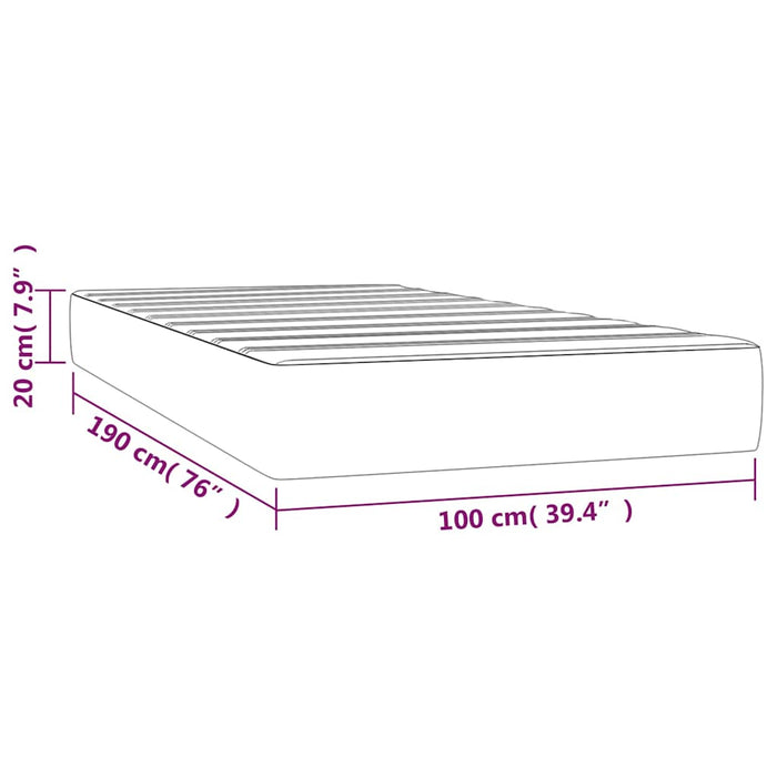 Saltea pat arcuri, fermitate medie, gri închis 100x190x20 cm catifea dublă XL WALTI