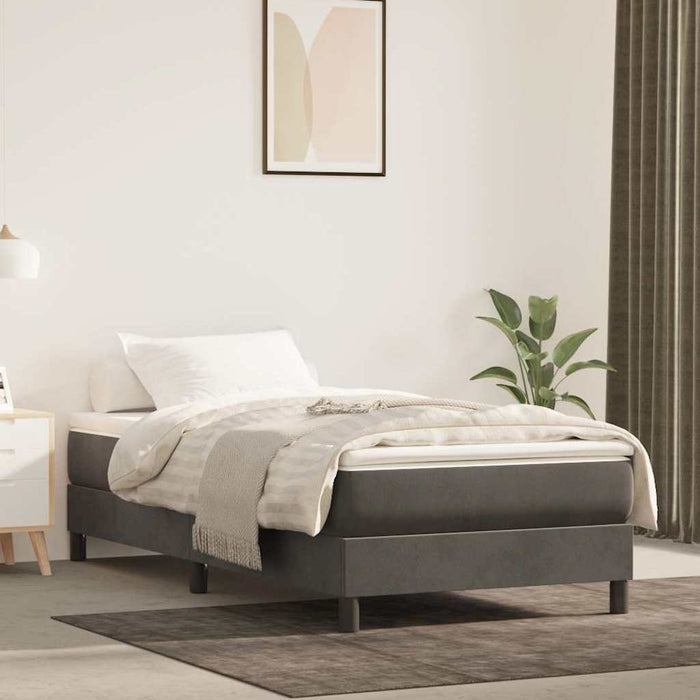 Saltea pat arcuri, fermitate medie, gri închis 100x190x20 cm catifea dublă XL WALTI