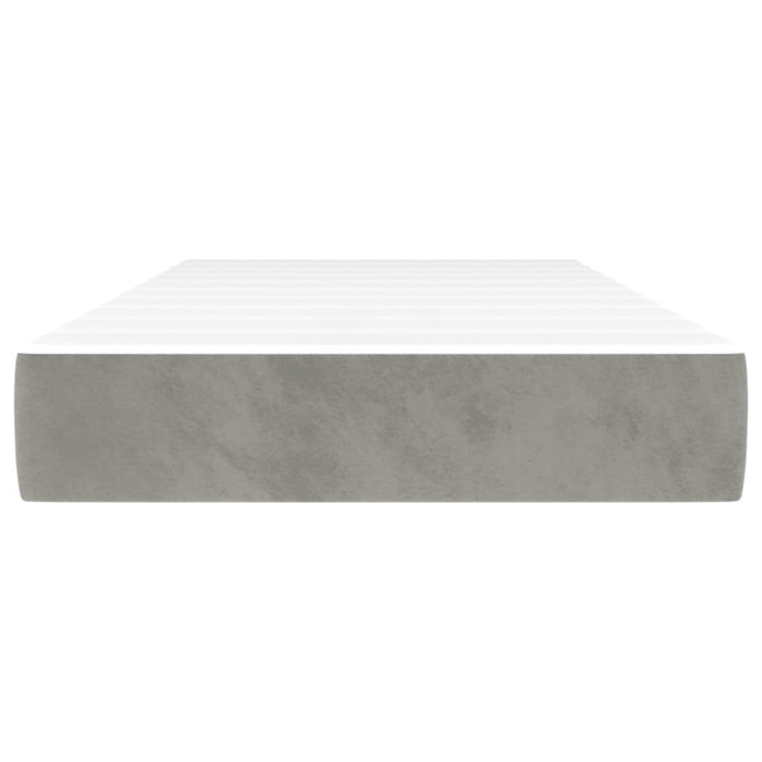 Saltea pat arcuri, fermitate medie, gri deschis 100x203x20 cm catifea dublă XL WALTI
