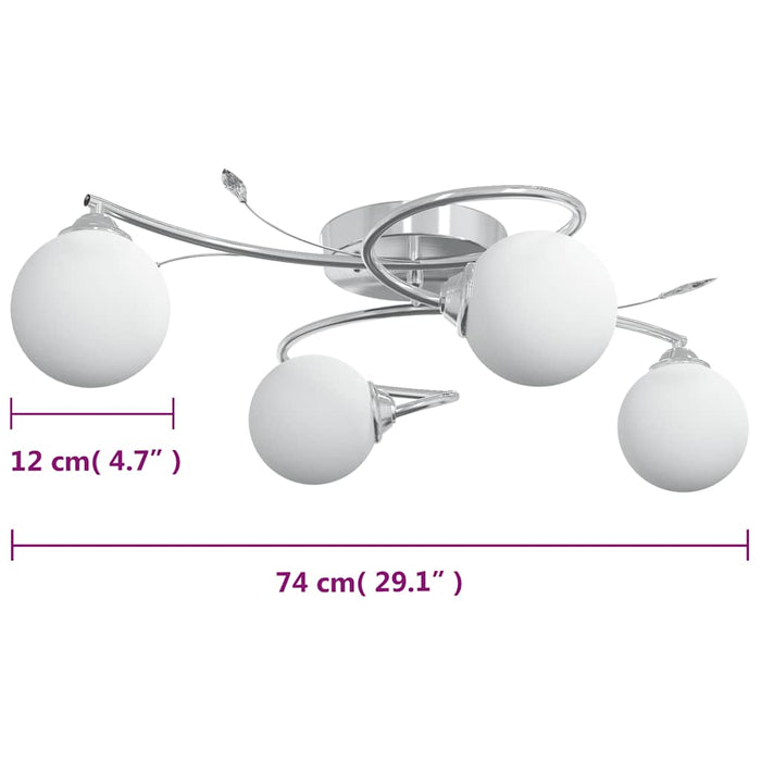 Plafonieră abajururi sferice din sticlă, 4 becuri LED G9 WALTI