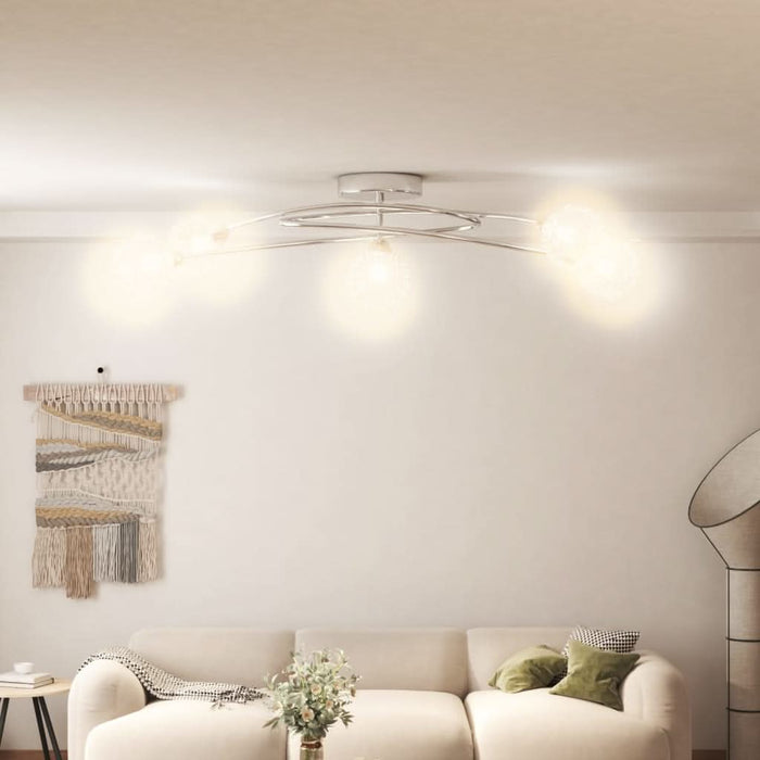Plafonieră cu abajururi din plasă de sârmă, 5 becuri LED G9 - WALTI WALTI
