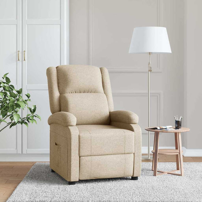 Fotoliu rabatabil, crem, material textil WALTI