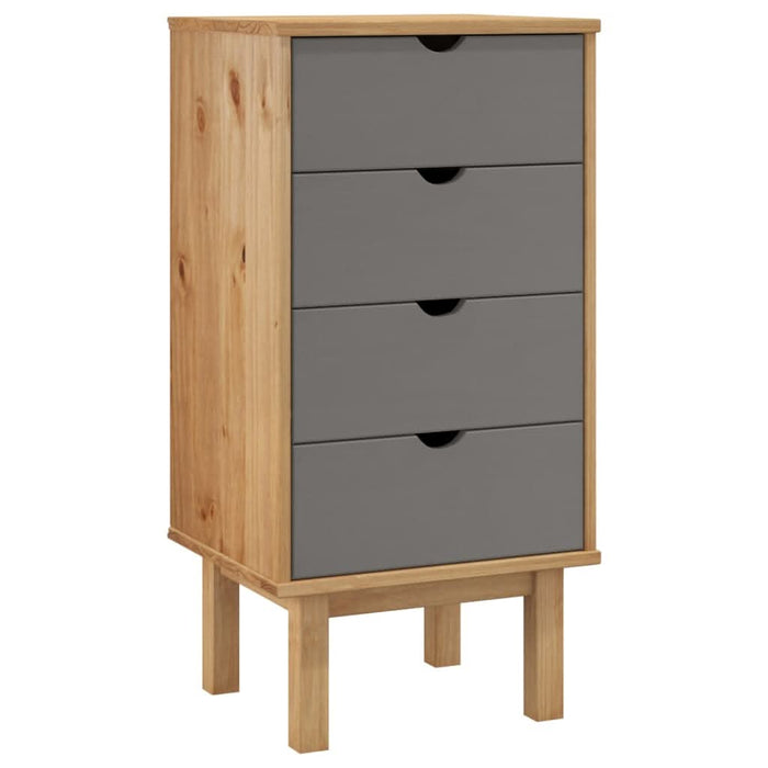 Dulap cu sertar "OTTA", maro/gri, 45x39x90cm, lemn masiv pin - WALTI WALTI