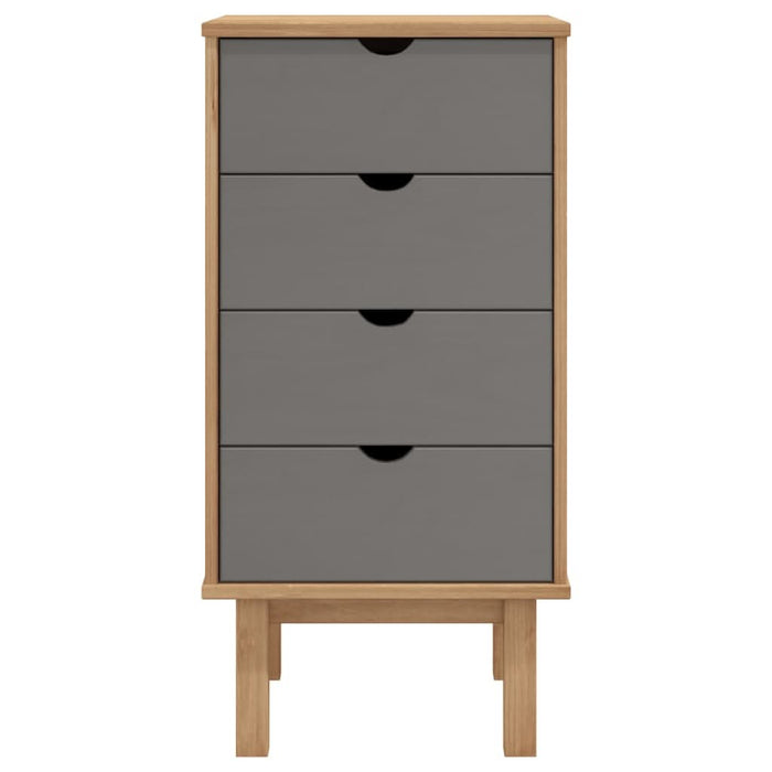 Dulap cu sertar "OTTA", maro/gri, 45x39x90cm, lemn masiv pin - WALTI WALTI