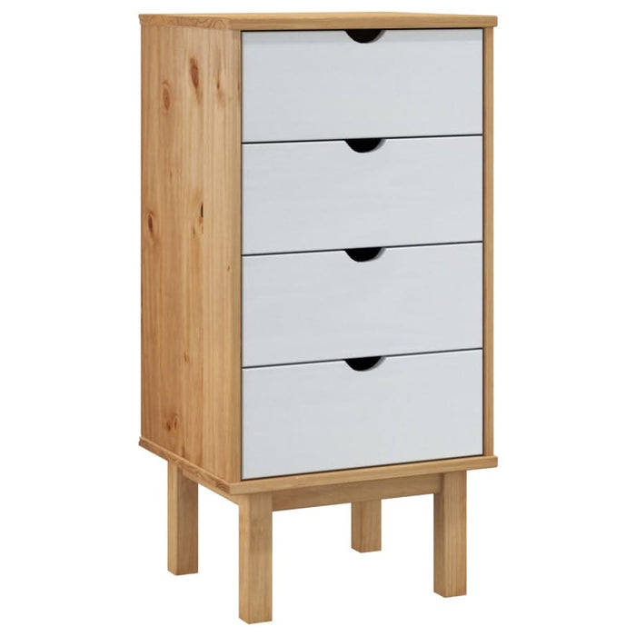 Dulap cu sertar "OTTA", maro/alb, 45x39x90 cm, lemn masiv pin - WALTI WALTI