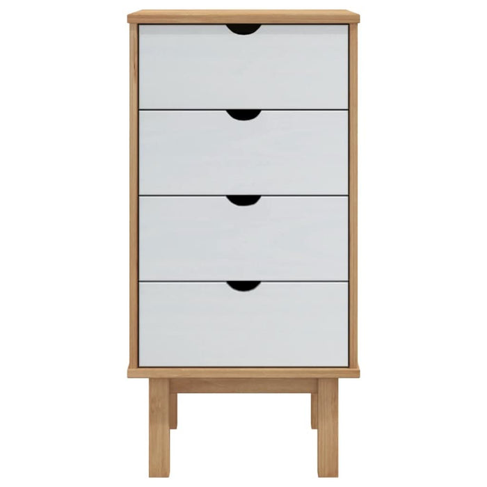 Dulap cu sertar "OTTA", maro/alb, 45x39x90 cm, lemn masiv pin - WALTI WALTI