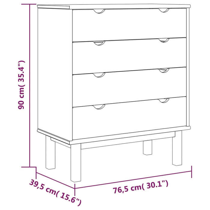 Dulap cu sertar OTTA, maro/gri, 76,5x39,5x90 cm, lemn masiv pin - WALTI WALTI