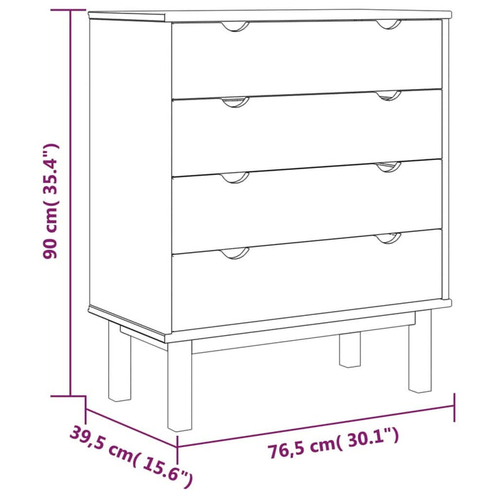 Dulap cu sertar OTTA, maro/alb, 76,5x39,5x90 cm, lemn masiv pin - WALTI WALTI