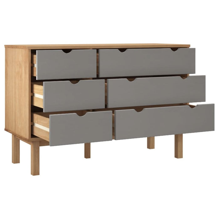 Dulap cu sertar OTTA maro/gri, 111x43x73,5 cm, lemn masiv pin - WALTI WALTI