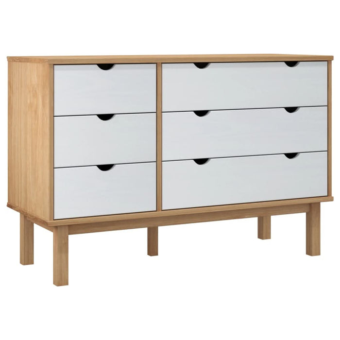 Dulap cu sertar OTTA maro/alb, 111x43x73,5 cm, lemn masiv pin - WALTI WALTI