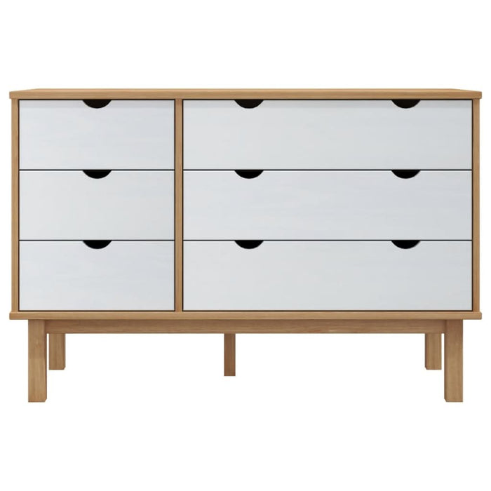 Dulap cu sertar OTTA maro/alb, 111x43x73,5 cm, lemn masiv pin - WALTI WALTI