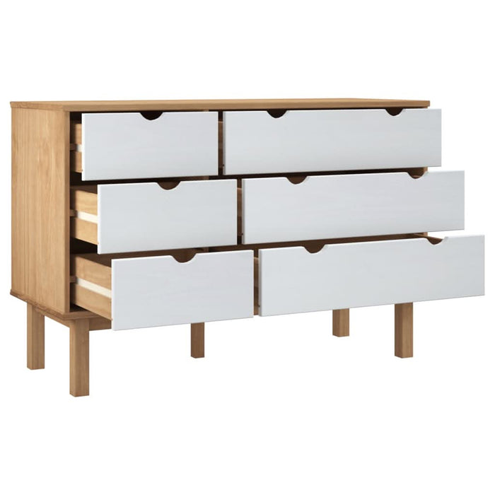 Dulap cu sertar OTTA maro/alb, 111x43x73,5 cm, lemn masiv pin - WALTI WALTI