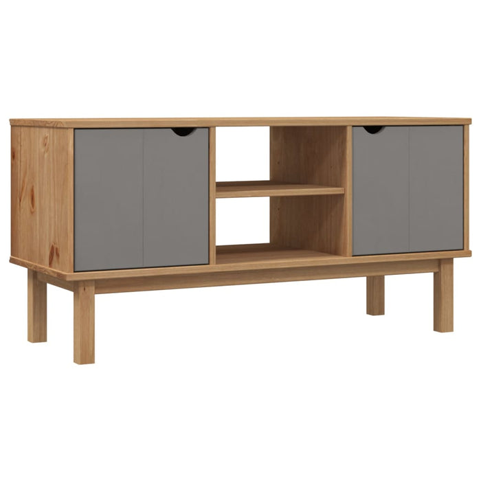 Dulap TV OTTA, maro și gri, 113,5x43x57 cm, lemn masiv de pin WALTI