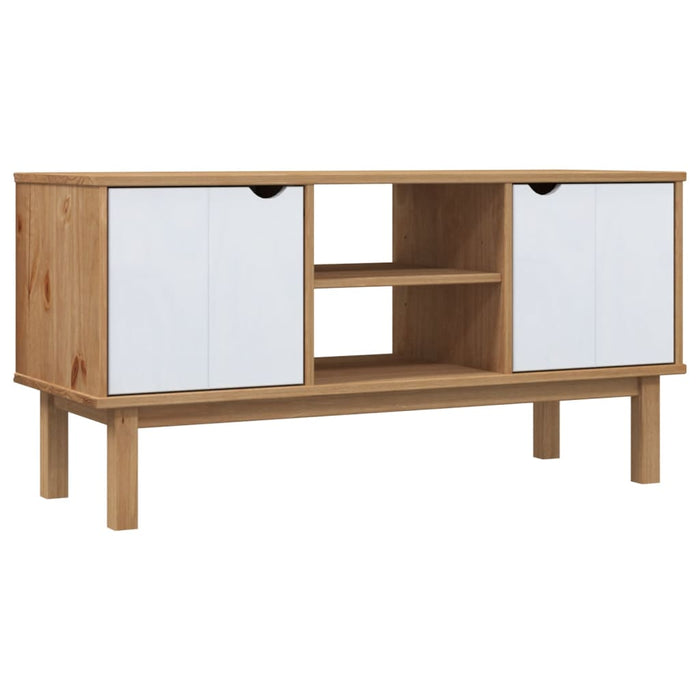 Dulap TV OTTA, maro și alb, 113,5x43x57 cm, lemn masiv de pin - WALTI WALTI