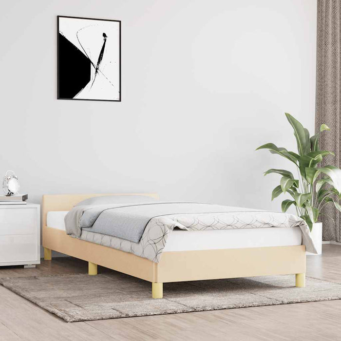 Cadru de pat cu tăblie fără saltea, crem, 80x200 cm, textil - WALTI WALTI