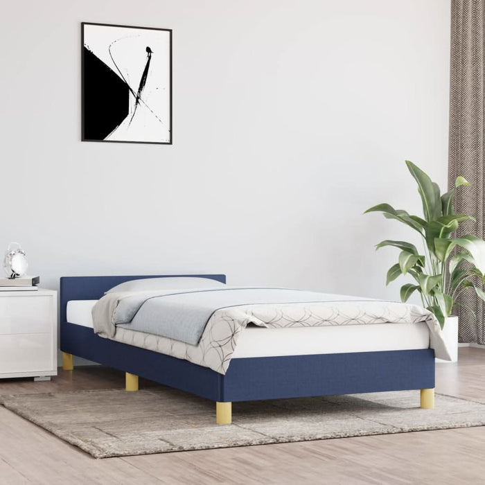 Cadru de pat cu tăblie fără saltea, albastru, 80x200 cm, textil - WALTI WALTI