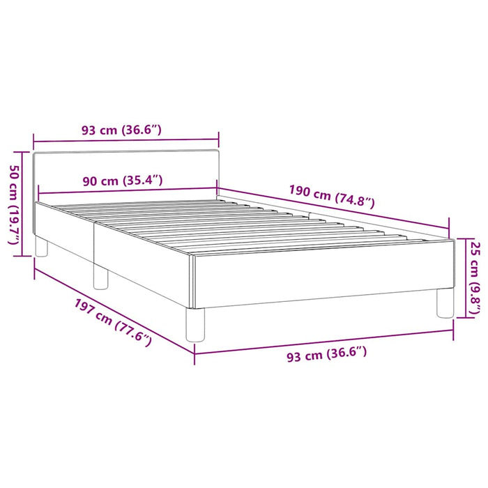 Cadru de pat cu tăblie fără saltea, negru, 90x190 cm, textil - WALTI WALTI