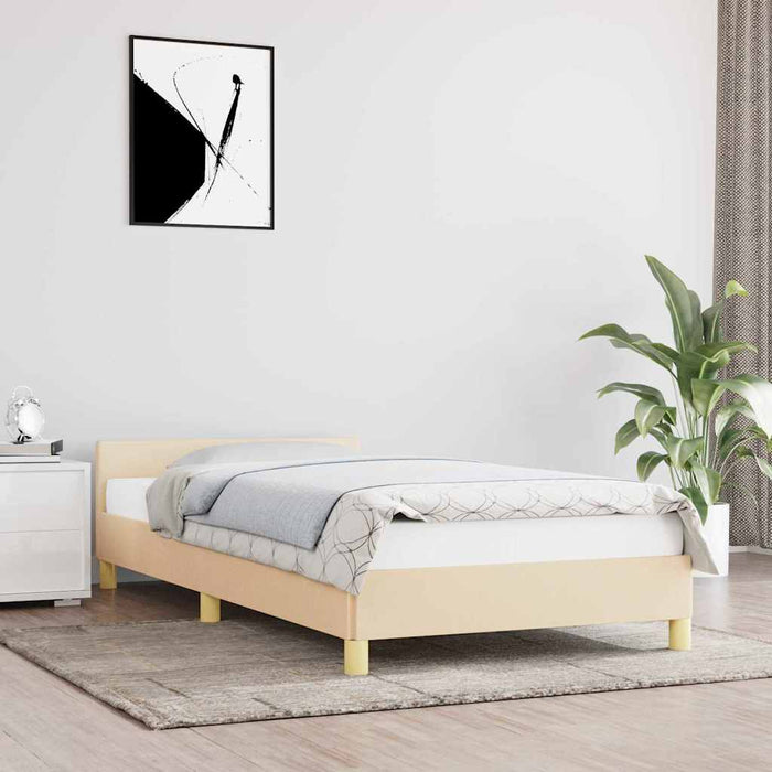 Cadru de pat cu tăblie fără saltea, crem, 90x190 cm, textil - WALTI WALTI