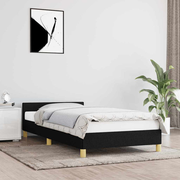 Cadru de pat cu tăblie fără saltea, negru, 90x200 cm, textil - WALTI WALTI