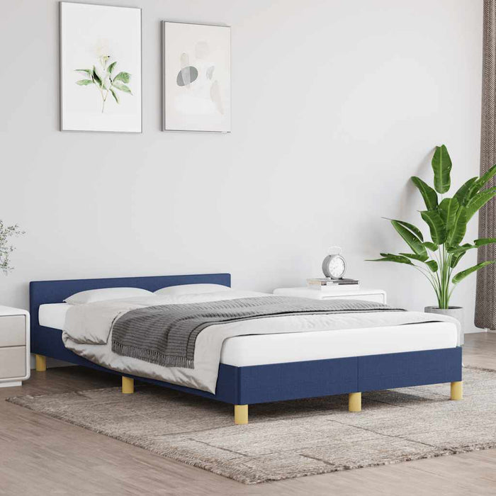Cadru de pat cu tăblie fără saltea, albastru, 120x200cm, textil - WALTI WALTI