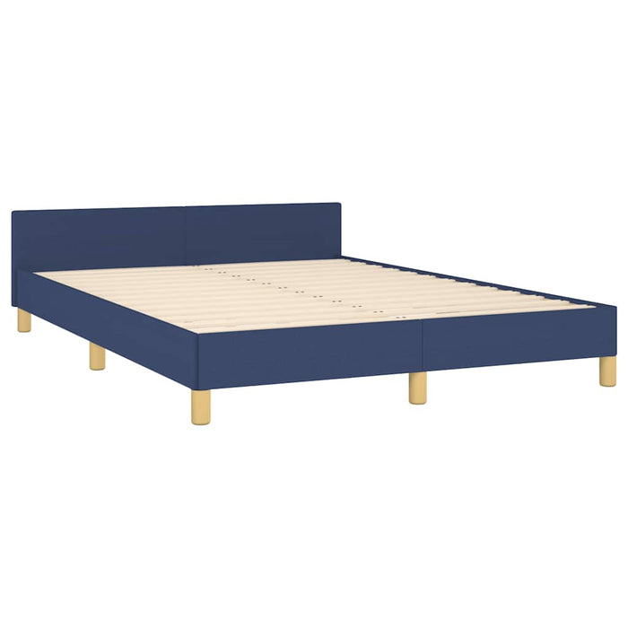 Cadru de pat cu tăblie fără saltea, albastru, 140x190cm, textil - WALTI WALTI