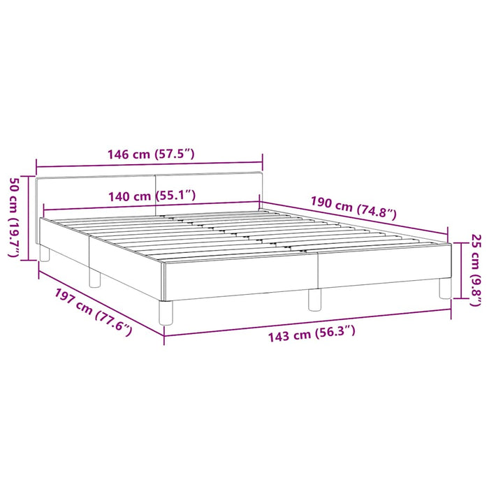 Cadru de pat cu tăblie fără saltea, albastru, 140x190cm, textil - WALTI WALTI