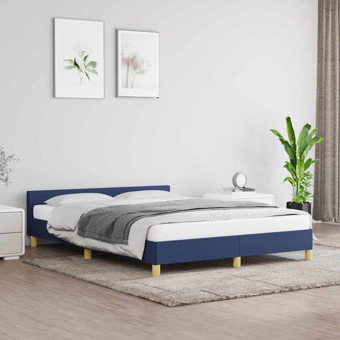 Cadru de pat cu tăblie fără saltea, albastru, 140x190cm, textil - WALTI WALTI