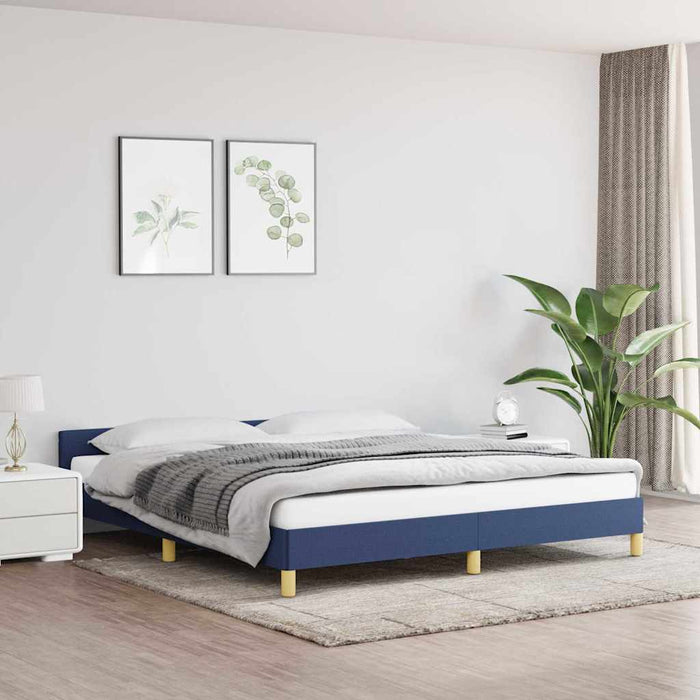 Cadru de pat cu tăblie fără saltea, albastru, 160x200cm, textil - WALTI WALTI