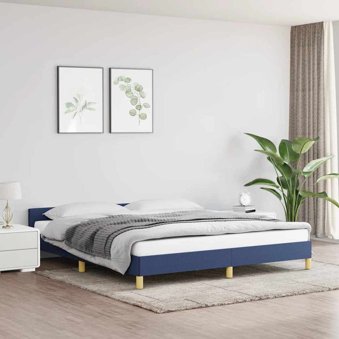 Cadru de pat cu tăblie fără saltea, albastru, 180x200cm, textil - WALTI WALTI