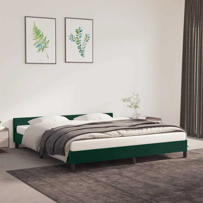 Cadru de pat fără saltea, verde închis, 160x200 cm, catifea - WALTI WALTI