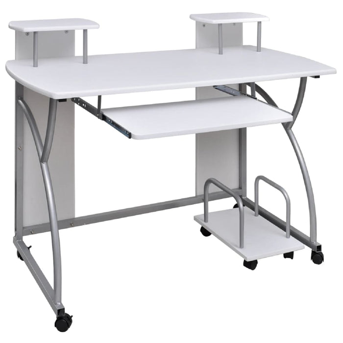 Birou de computer, alb, 110x52x88,5 cm, lemn prelucrat - WALTI WALTI