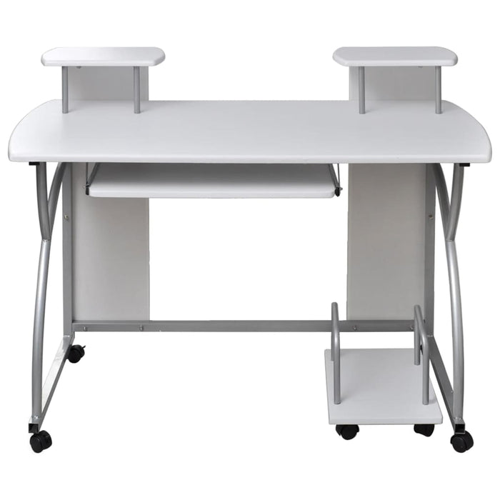 Birou de computer, alb, 110x52x88,5 cm, lemn prelucrat - WALTI WALTI