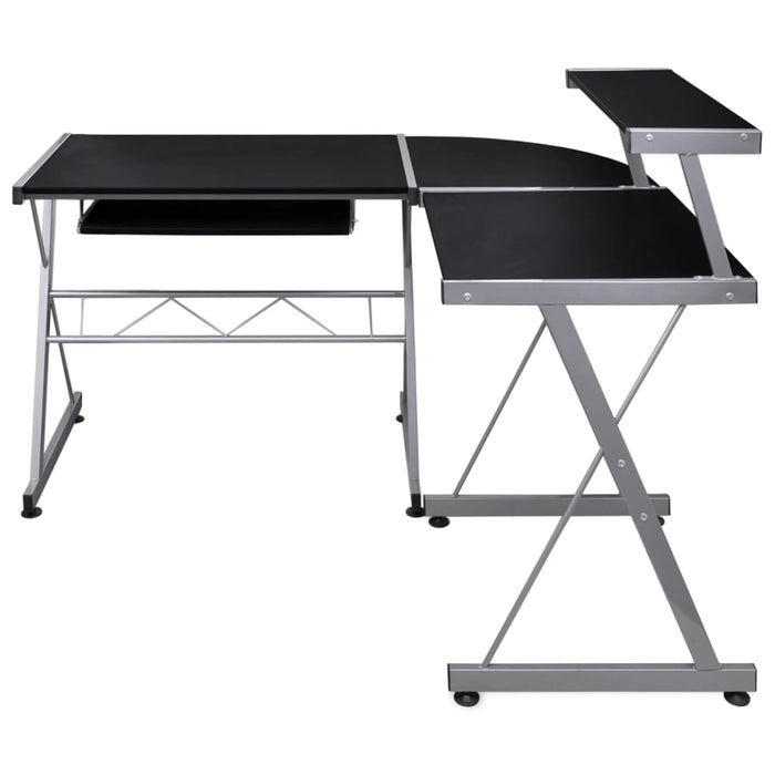 Birou de computer colțar, negru, 132x112x99 cm, lemn prelucrat - WALTI WALTI