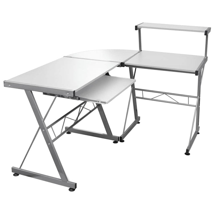 Birou de computer colțar, alb, 132x112x99 cm, lemn prelucrat - WALTI WALTI