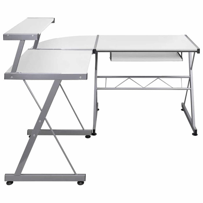 Birou de computer colțar, alb, 132x112x99 cm, lemn prelucrat - WALTI WALTI