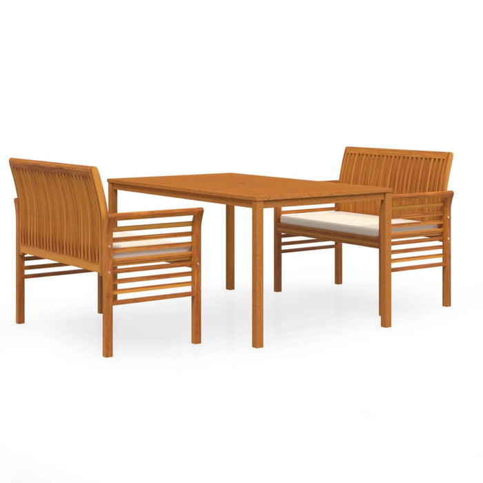Set mobilier de exterior cu perne, 3 piese, lemn masiv acacia - WALTI WALTI