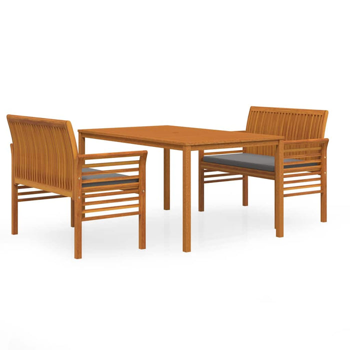 Set mobilier de exterior cu perne, 3 piese, lemn masiv acacia WALTI