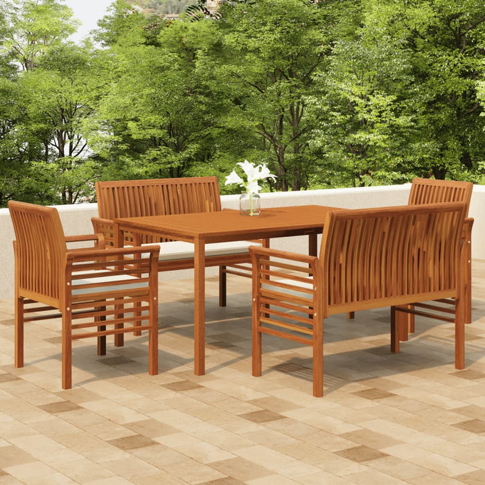 Set mobilier de exterior cu perne, 5 piese, lemn masiv acacia WALTI